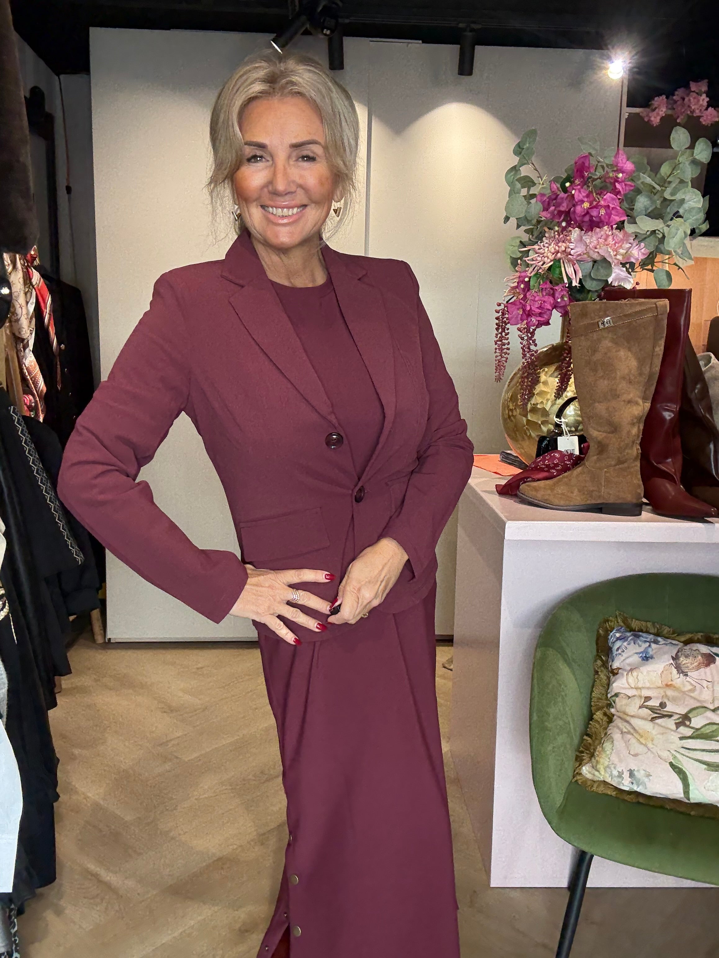 Mi Piace Bonded Travel Blazer Burgundy 202646